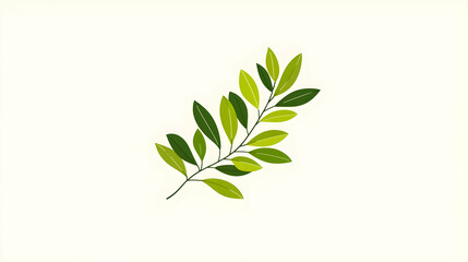 Wall Mural - green leaf branch, simple design, white background, nature illustration, website decoration