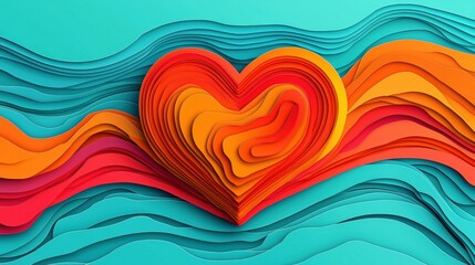 Wall Mural - colorful layered heart design. ai.