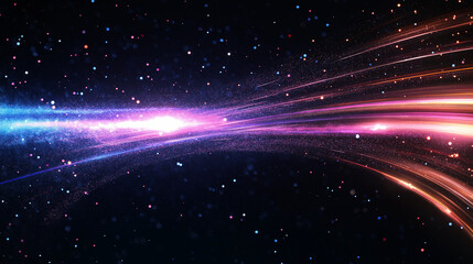 Wall Mural - Cosmic Stream: A mesmerizing abstract artwork depicting vibrant streaks of light, reminiscent of a cosmic stream or nebula, traversing a dark starry expanse.