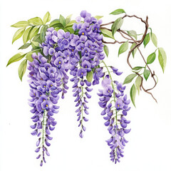 Wall Mural - Illustration in boho style Peaceful, realistic wisteria illustration