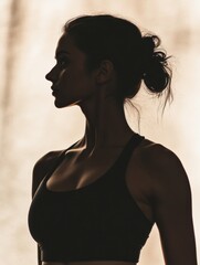 Poster - Fitness transformation silhouette showcasing strength and progress through dedicated workouts and lifestyle changes. Generative AI