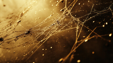 A visually stunning abstract background of water droplets forming intricate web-like patterns, scattered across a slightly textured surface