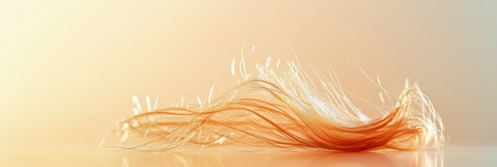 Poster - Macro view of a broken strand of hair showcasing texture and color variations under soft lighting. Generative AI