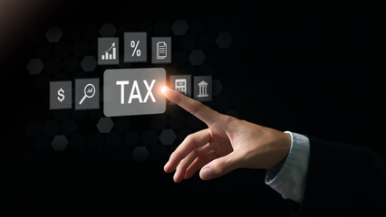 Aufkleber - planning annual tax deduction, tax rate calculation, and business financial budget, effective tax deduction planning ideas for individuals and companies, state taxes, Refunds ,Personal Income