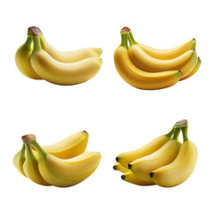 Wall Mural - Fresh Yellow Bananas Grouped on White Background for Design Use, isolated on transparent background