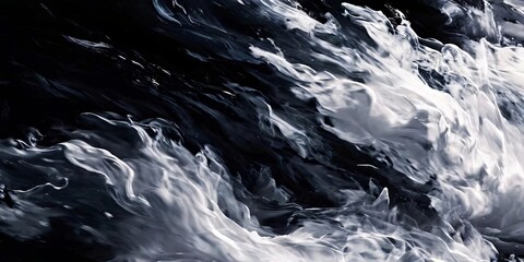 Poster - A large wave of white foam is crashing on the shore