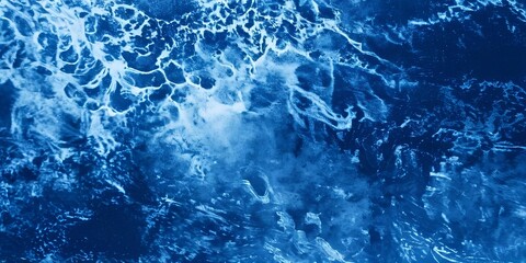 Poster - A blue ocean with white foam