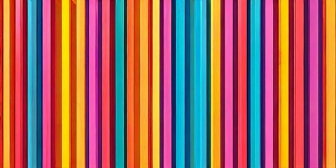 Poster - A colorful striped wall with a blue stripe