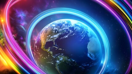 vibrant earth with light trails - abstract backgrounds