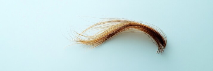 Poster - Macro shot of a broken strand of hair illustrating hair damage and fragility in natural light conditions. Generative AI