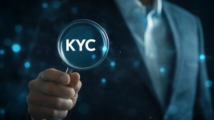 Poster - A person in a suit holds a magnifying glass over the acronym 