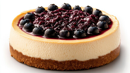 Wall Mural - Creamy cheesecake topped with blueberry compote and fresh blueberries