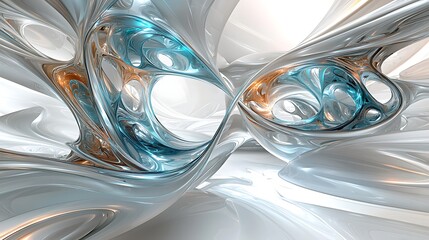 Wall Mural - Abstract metallic swirls, futuristic design background, ideal for digital art.