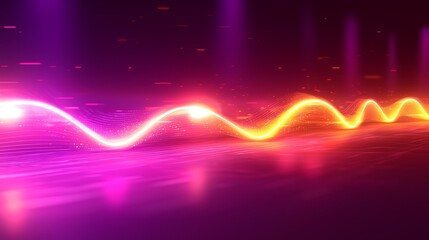 Wall Mural - abstract neon wave energy flow, dark background, vibrant lights, digital art, website banner.
