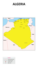  Algeria Map. Major cities in Algeria. Political map of Algeria with border and neighbour countries.Algeria Map. Major cities in Algeria. Political map of Algeria with border and neighboring countries.