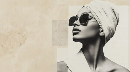 Wall Mural - Stylish black and white fashion magazine cover collage featuring modern elegance and chic accessories. Generative AI