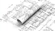 © kusuma ozora - Complex Technical Blueprint Roll On White Background