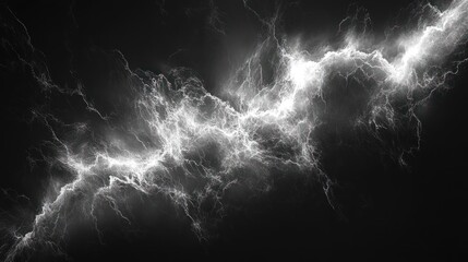 White lightning bolt energy, dark background, abstract art, design element