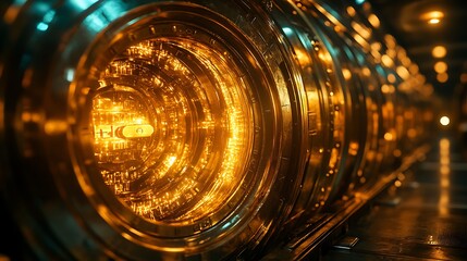 illuminated vault door golden key unlocking mysterious discount glow emerging