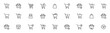 © icons gate - Shopping cart icon set, shopping trolley symbol . Add to shopping cart with arrow down icon , buy and sale , full and empty shopping cart symbols. shopping bag line icons. editable stroke