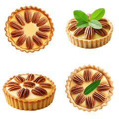 tart with pecans isolate on white background collection png.