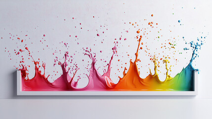 Poster - vibrant splash of colors in dynamic oil painting, showcasing vivid hues of pink, orange, and blue, creating energetic and lively atmosphere