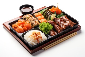 Wall Mural - Bento sushi lunch plate.