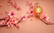 © Global Perspectives - Luxury wallpaper flower cherry blossoms with chinese lantern luxurious design mural art premium wallpaper design shiny golden light for design textiles prints wallpapers posters generative ai 3d wallp