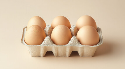 Aufkleber - Fresh light brown eggs in carton, perfect for cooking and baking. Their smooth texture and natural color add touch of simplicity to any kitchen setting