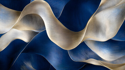 Close up of a blue and gold textured wall with tulip flowers in a celestial composition