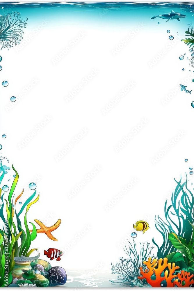 Elegant under the sea frame border design for empty pages. Stock ...