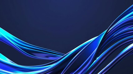 Poster - Abstract blue curves on dark background, flowing motion concept