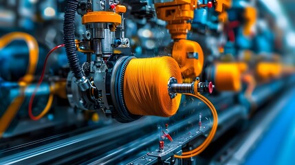 Aufkleber - Automated fabric machine operating in a modern clothing manufacturing facility showcasing the precision efficiency and scale of textile production processes