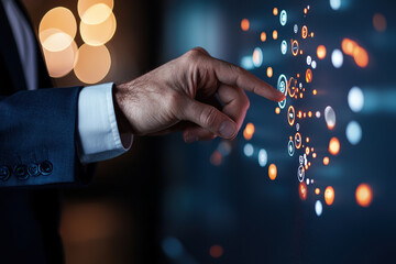 Wall Mural - person interacts with digital interface displaying ai powered insights, highlighting data visualizat