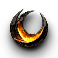 Wall Mural - abstract design featuring a swirling flame motif in orange and black tones on a light background for