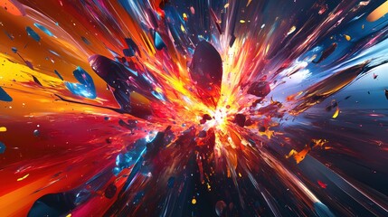 Poster - Abstract cosmic explosion with vibrant colors and dynamic energy creating a stunning visual effect