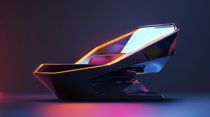 Poster - Futuristic Chair Design with Neon Accents and Sleek Lines for Modern Interior Decor Style