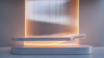 Aufkleber - Modern Abstract Podium with Soft Lighting for Product Display and Minimalist Presentation