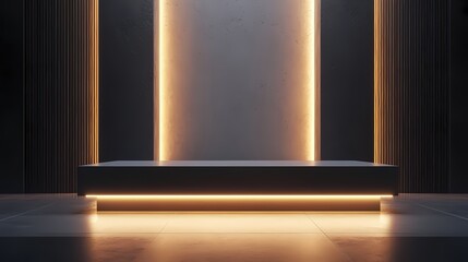 Aufkleber - Modern minimalist exhibition stage with glowing light elegant background for product display
