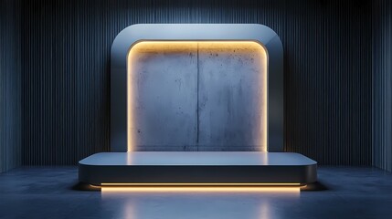 Poster - Minimalist Display Platform with Concrete Backdrop and Warm Light for Product Showcase