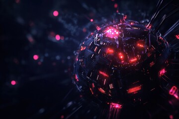 Leinwandbilder - Abstract digital brain featuring glowing circuits in an intricate network illuminated by vibrant colors. Generative AI