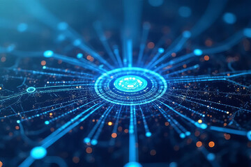 Wall Mural - Abstract digital network with glowing lines and nodes, representing technology and connectivity