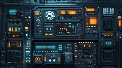 Wall Mural - Futuristic Control Panel: Sci-Fi Interface Design