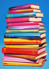 Canvas Print - airbrush art of a book stacked publication intelligence arrangement.