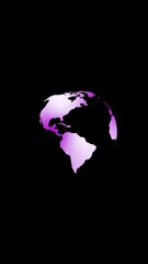 Wall Mural - colorful flickering 3d earth globe rotation looped vertical background.