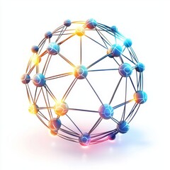 Wall Mural - abstract 3d sphere with nodes and connections representing network and technology concept in vibrant