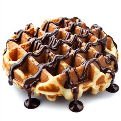 Wall Mural - chocolate waffle on a plain white background