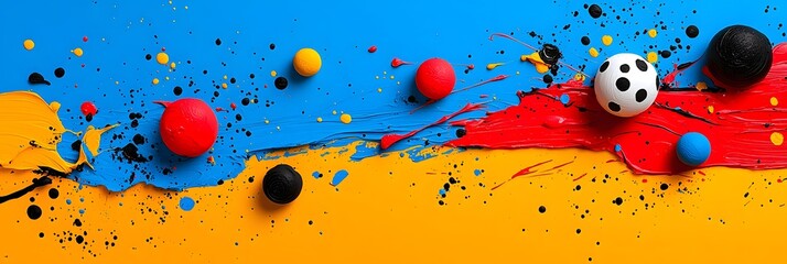 Poster - Stunning abstract fluid art with vibrant color swirls blending in dynamic flowing motion  Colorful paint splashes and expressive brushstrokes create a captivating
