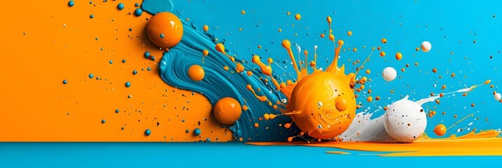 Aufkleber - Vibrant and captivating fluid art composition featuring a dynamic blend of colorful swirls splashes and flowing motions creating a visually striking and modern abstract digital artwork