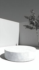 Wall Mural - White Marble Cylinder 3D Render